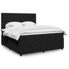vidaXL fekete bársony rugós ágy matraccal 180x200 cm ágy és ágykellék