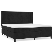 vidaXL fekete bársony rugós ágy matraccal 180x200 cm (3129227) ágy és ágykellék