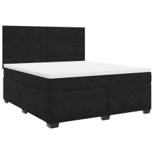 vidaXL fekete bársony rugós ágy matraccal 180x200 cm (3290974) ágy és ágykellék