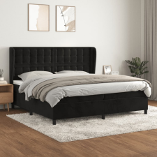 vidaXL fekete bársony rugós ágy matraccal 200x200 cm ágy és ágykellék