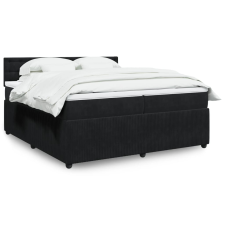 vidaXL fekete bársony rugós ágy matraccal 200x200 cm ágy és ágykellék