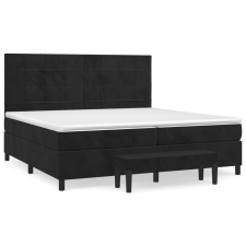 vidaXL fekete bársony rugós ágy matraccal 200x200 cm (3137865) ágy és ágykellék