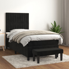 vidaXL fekete bársony rugós ágy matraccal 80 x 200 cm ágy és ágykellék