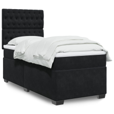 vidaXL fekete bársony rugós ágy matraccal 80 x 200 cm ágy és ágykellék