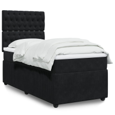 vidaXL fekete bársony rugós ágy matraccal 80 x 200 cm ágy és ágykellék