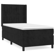 vidaXL fekete bársony rugós ágy matraccal 80 x 200 cm (3132767) ágy és ágykellék