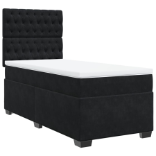 vidaXL fekete bársony rugós ágy matraccal 80 x 200 cm (3290770) ágy és ágykellék