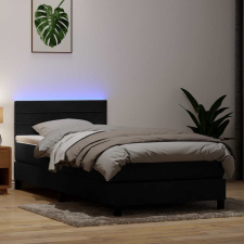vidaXL fekete bársony rugós ágy matraccal 80x220 cm ágy és ágykellék