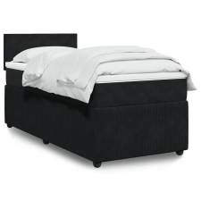 vidaXL fekete bársony rugós ágy matraccal 90 x 200 cm ágy és ágykellék