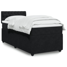 vidaXL fekete bársony rugós ágy matraccal 90 x 200 cm ágy és ágykellék
