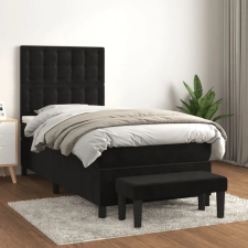 vidaXL fekete bársony rugós ágy matraccal 90 x 200 cm ágy és ágykellék