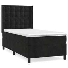 vidaXL fekete bársony rugós ágy matraccal 90 x 200 cm (3132899) ágy és ágykellék