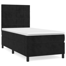 vidaXL fekete bársony rugós ágy matraccal 90 x 200 cm (3143003) ágy és ágykellék
