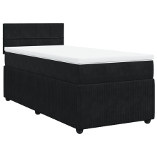 vidaXL fekete bársony rugós ágy matraccal 90 x 200 cm (3287652) ágy és ágykellék
