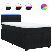 vidaXL fekete bársony rugós ágy matraccal 90 x 200 cm (3289940) ágy és ágykellék