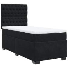 vidaXL fekete bársony rugós ágy matraccal 90 x 200 cm (3290818) ágy és ágykellék
