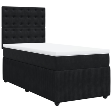 vidaXL fekete bársony rugós ágy matraccal 90 x 200 cm (3292252) ágy és ágykellék