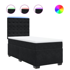 vidaXL fekete bársony rugós ágy matraccal 90 x 200 cm (3293124) ágy és ágykellék