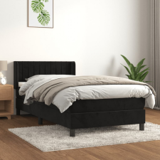 vidaXL fekete bársony rugós ágy matraccal 90x190 cm ágy és ágykellék
