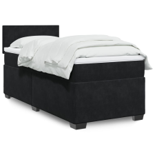 vidaXL fekete bársony rugós ágy matraccal 90x190 cm ágy és ágykellék