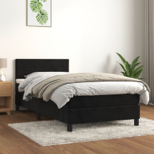 vidaXL fekete bársony rugós ágy matraccal 90x190 cm ágy és ágykellék