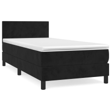 vidaXL fekete bársony rugós ágy matraccal 90x190 cm (3141157) ágy és ágykellék