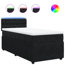 vidaXL fekete bársony rugós ágy matraccal 90x190 cm (3289922) ágy és ágykellék