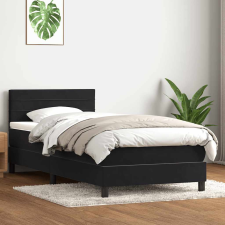 vidaXL fekete bársony rugós ágy matraccal 90x210 cm ágy és ágykellék