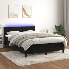 vidaXL fekete bársony rugós és LED-es ágy matraccal 140x190 cm ágy és ágykellék