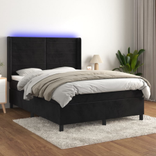 vidaXL fekete bársony rugós és LED-es ágy matraccal 140x190 cm ágy és ágykellék