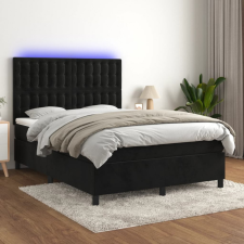 vidaXL fekete bársony rugós és LED-es ágy matraccal 140x190 cm ágy és ágykellék