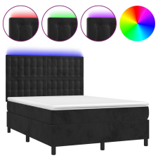 vidaXL fekete bársony rugós és LED-es ágy matraccal 140x190 cm (3136361) ágy és ágykellék