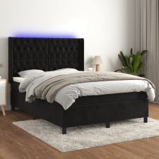 vidaXL fekete bársony rugós és LED-es ágy matraccal 140x200 cm ágy és ágykellék