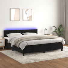 vidaXL fekete bársony rugós és LED-es ágy matraccal 160x200 cm ágy és ágykellék