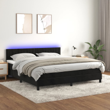 vidaXL fekete bársony rugós és LED-es ágy matraccal 180x200 cm ágy és ágykellék