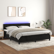 vidaXL fekete bársony rugós és LED-es ágy matraccal 180x200 cm ágy és ágykellék