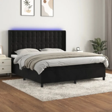 vidaXL fekete bársony rugós és LED-es ágy matraccal 180x200 cm ágy és ágykellék