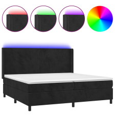 vidaXL fekete bársony rugós és LED-es ágy matraccal 200x200 cm (3139465) ágy és ágykellék
