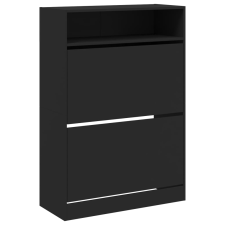 vidaXL fekete cipőszekrény 2 kihajtható fiókkal 80 x 34 x 116 cm (3214407) bútor