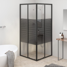 vidaXL fekete csíkos ESG zuhanykabin 80 x 80 x 180 cm kád, zuhanykabin