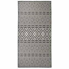vidaXL fekete csíkos lapos szövésű kültéri szőnyeg 100 x 200 cm lakástextília