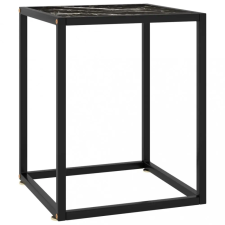 vidaXL fekete dohányzóasztal fekete márványmintás üveggel 40x40x50 cm bútor