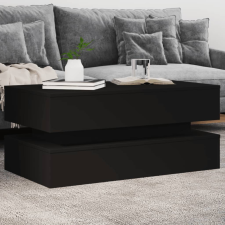 vidaXL fekete dohányzóasztal LED-lámpákkal 90x50x40 cm bútor