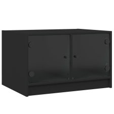 vidaXL fekete dohányzóasztal üvegajtókkal 68x50x42 cm (836365) bútor