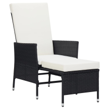 vidaXL fekete dönthető háttámlás polyrattan kerti szék párnákkal (310228) kerti bútor