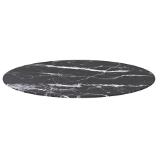 vidaXL fekete edzett üveg asztallap márványdizájnnal Ø90 x 1 cm (322267) bútor