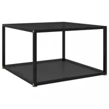vidaXL fekete edzett üveg dohányzóasztal 60 x 60 x 35 cm bútor