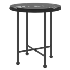 vidaXL fekete edzett üveg és acél étkezőasztal Ø50 cm (319433) kerti bútor