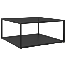 vidaXL fekete edzett üveg teázóasztal 80 x 80 x 35 cm bútor
