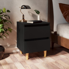 vidaXL Fekete éjjeliszekrény tömör fenyőfa lábakkal 40 x 35 x 50 cm bútor
